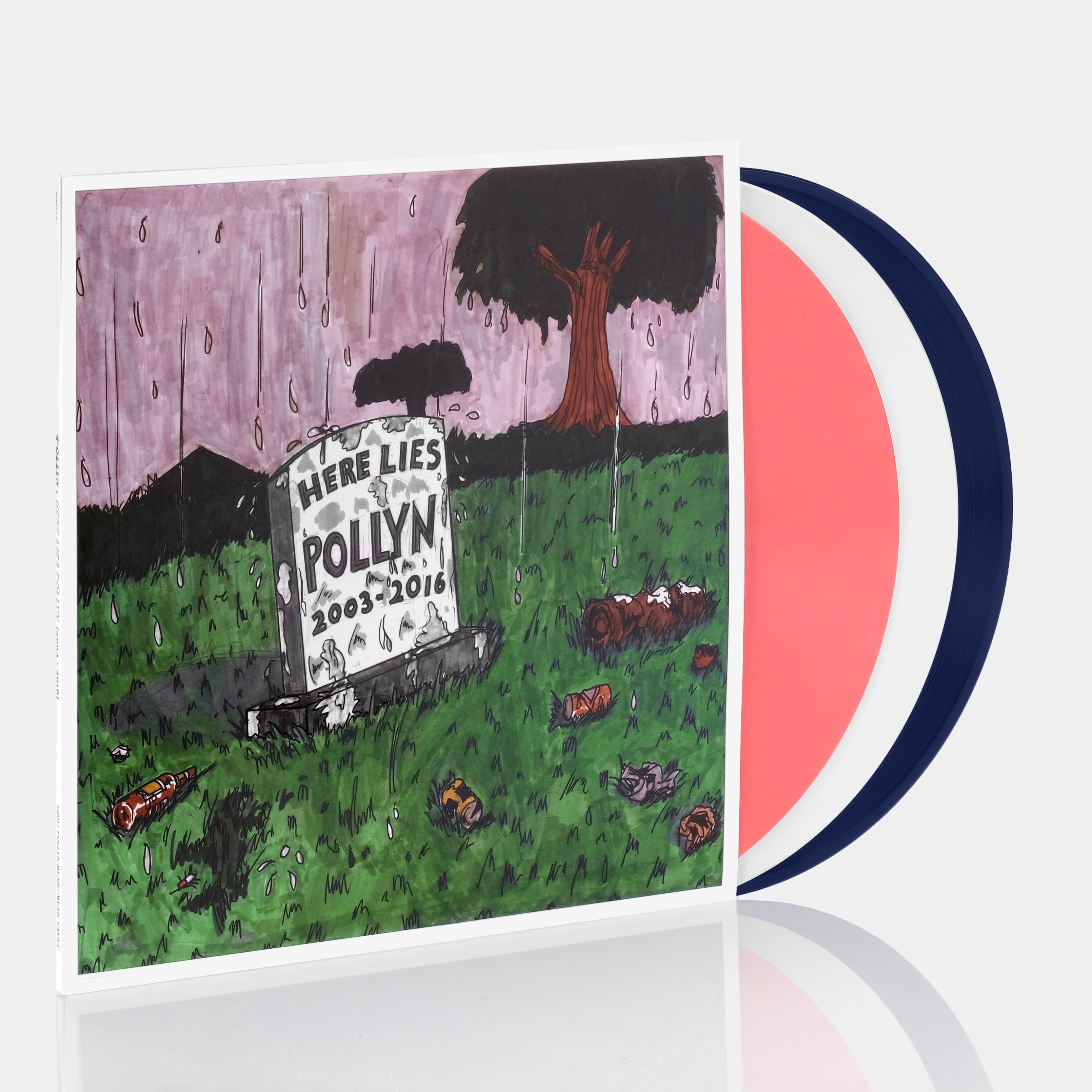 Pollyn - Here Lies Pollyn 2003-2016 3xLP Pink, White and Dark Blue Vinyl Record