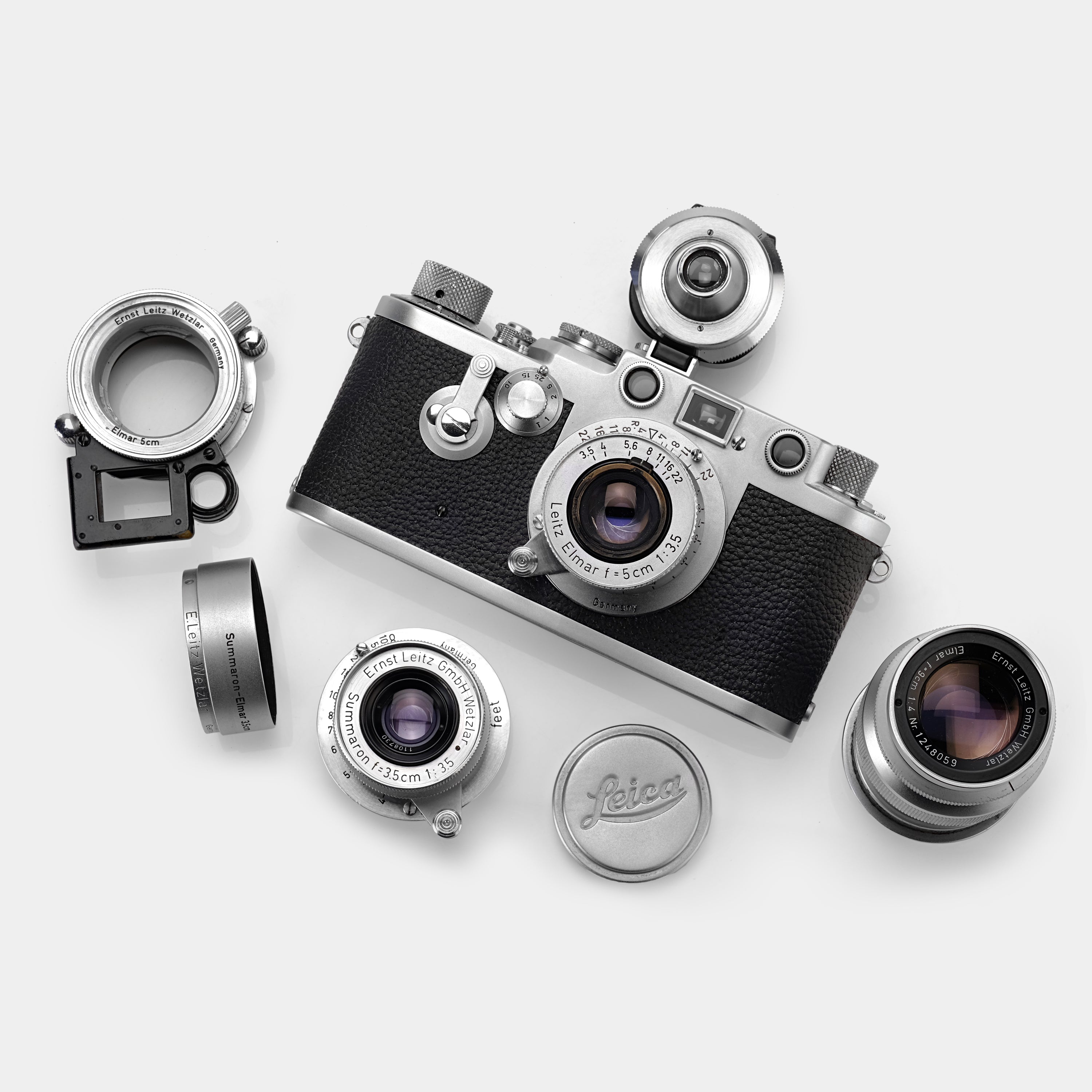Leica IIIF RD/ST 35mm Rangefinder Film Camera With Lenses and Accessories
