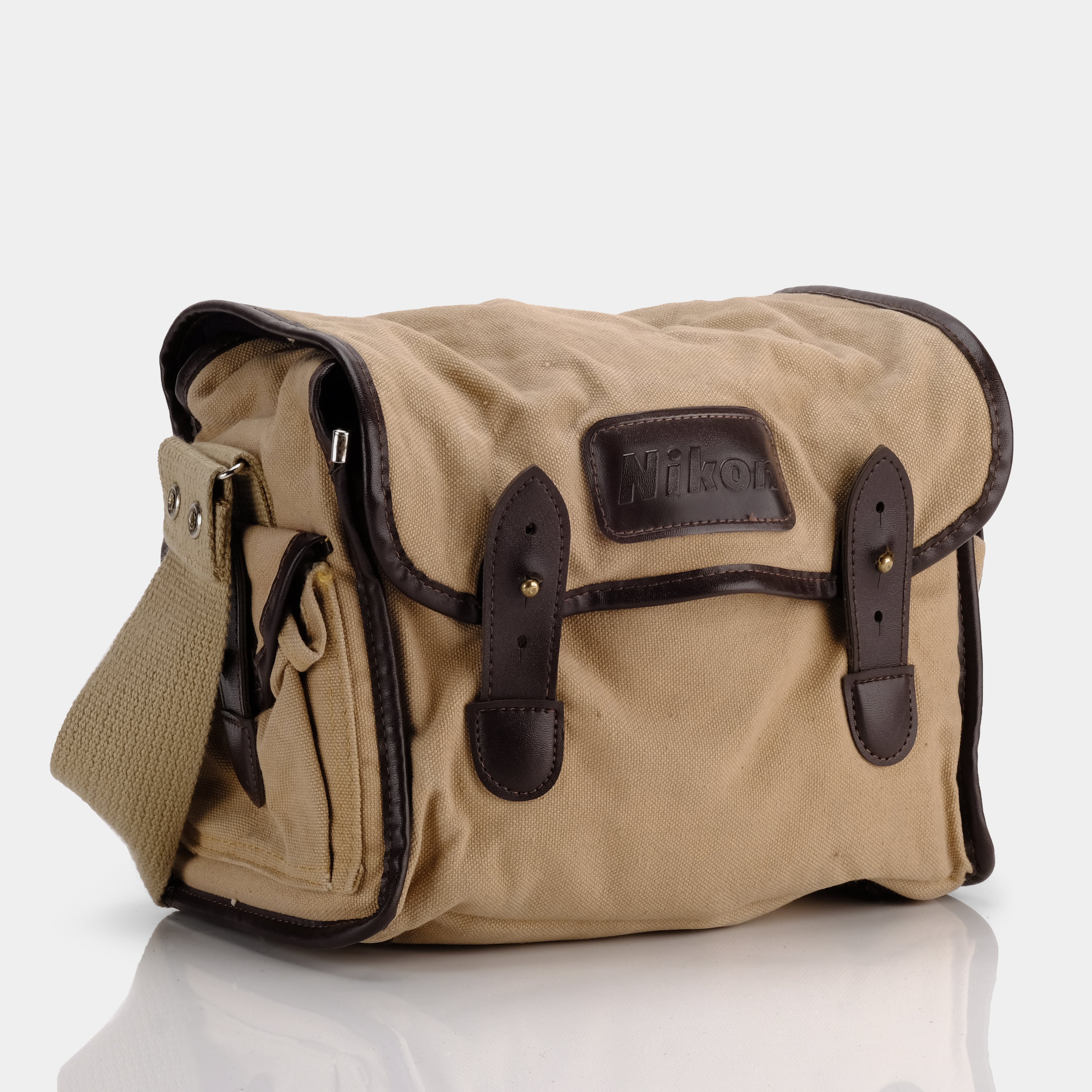 Brown CANVAS WATERPROOF MENS Small Side CAMERA Bag LARGE NIKON CAMERA