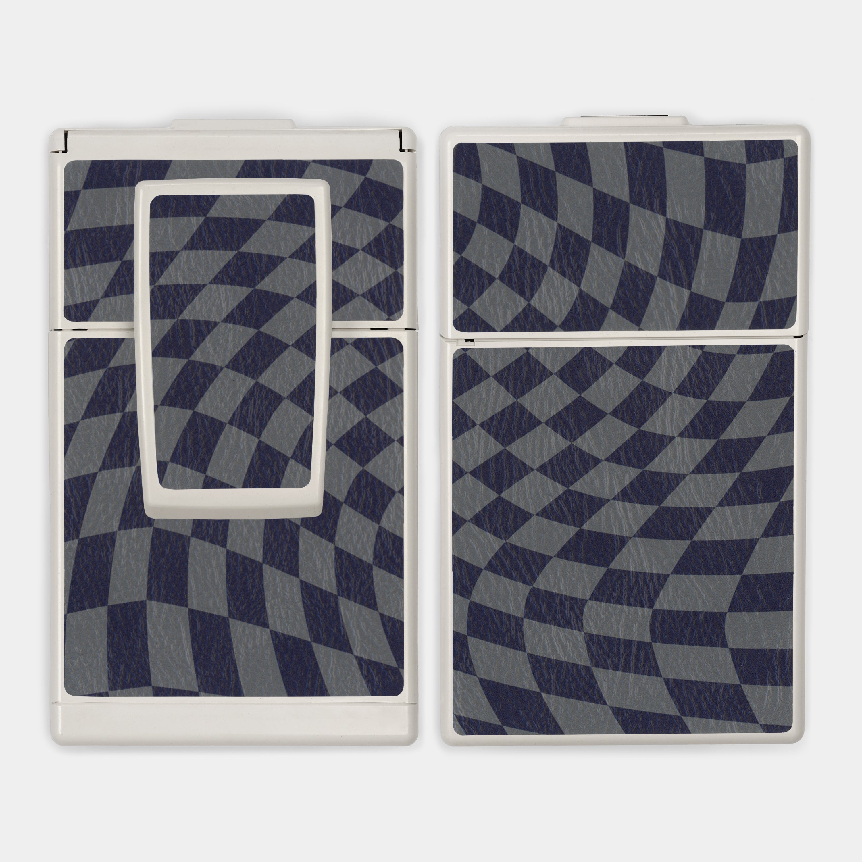 SX-70/SLR-680 Blue & Grey Wave Check Vegan Leather Camera Skins - Thumbnail 3