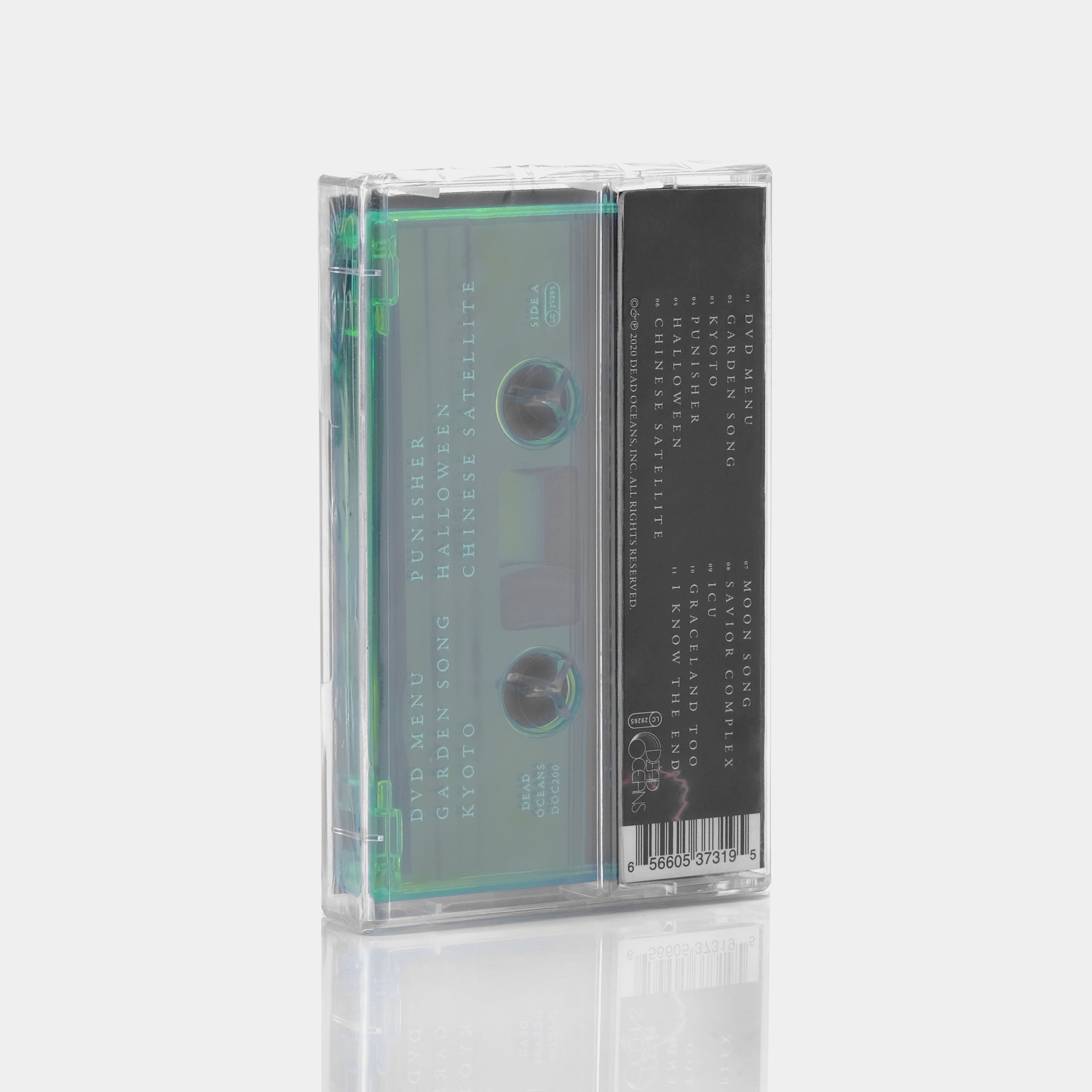 Phoebe Bridgers Punisher cassette tape back with fluorescent green cassette