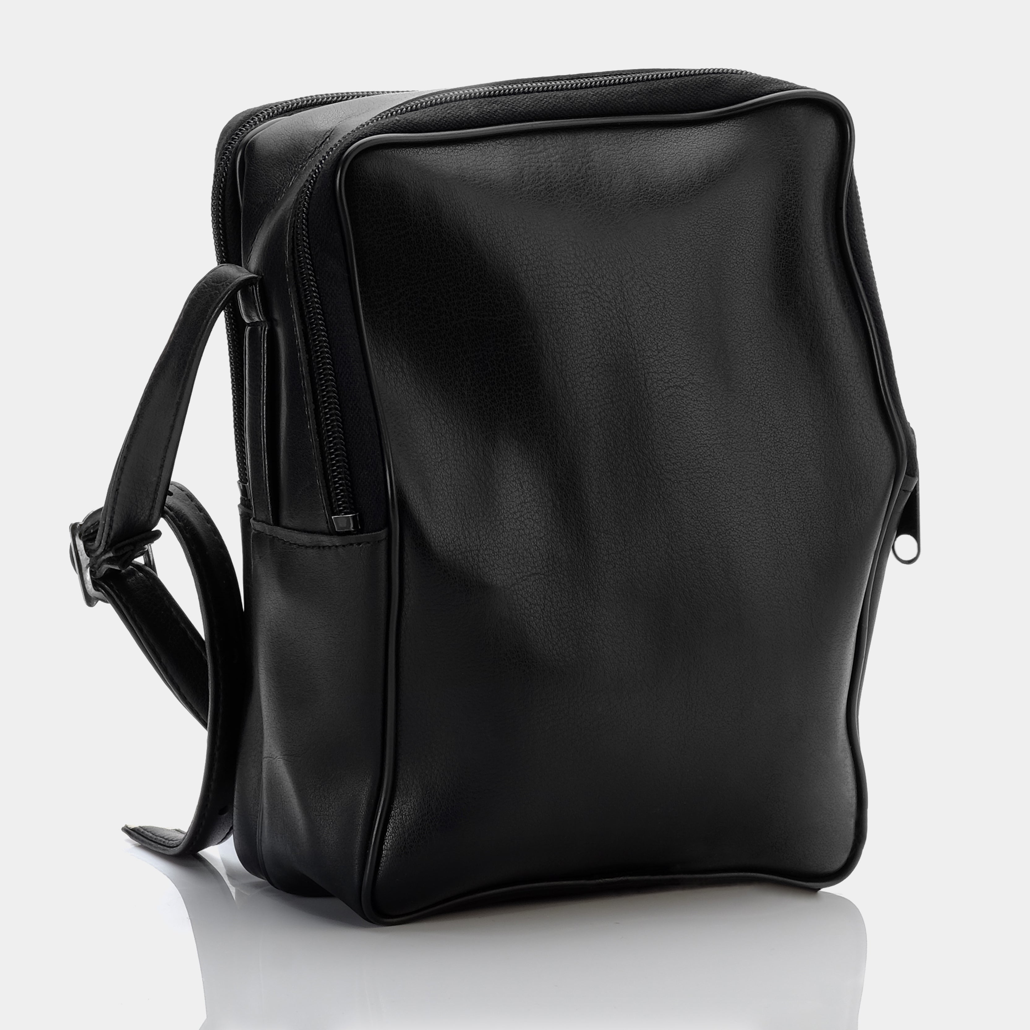 Black Impulse Faux Leather Double Pocket Instant Camera Bag
