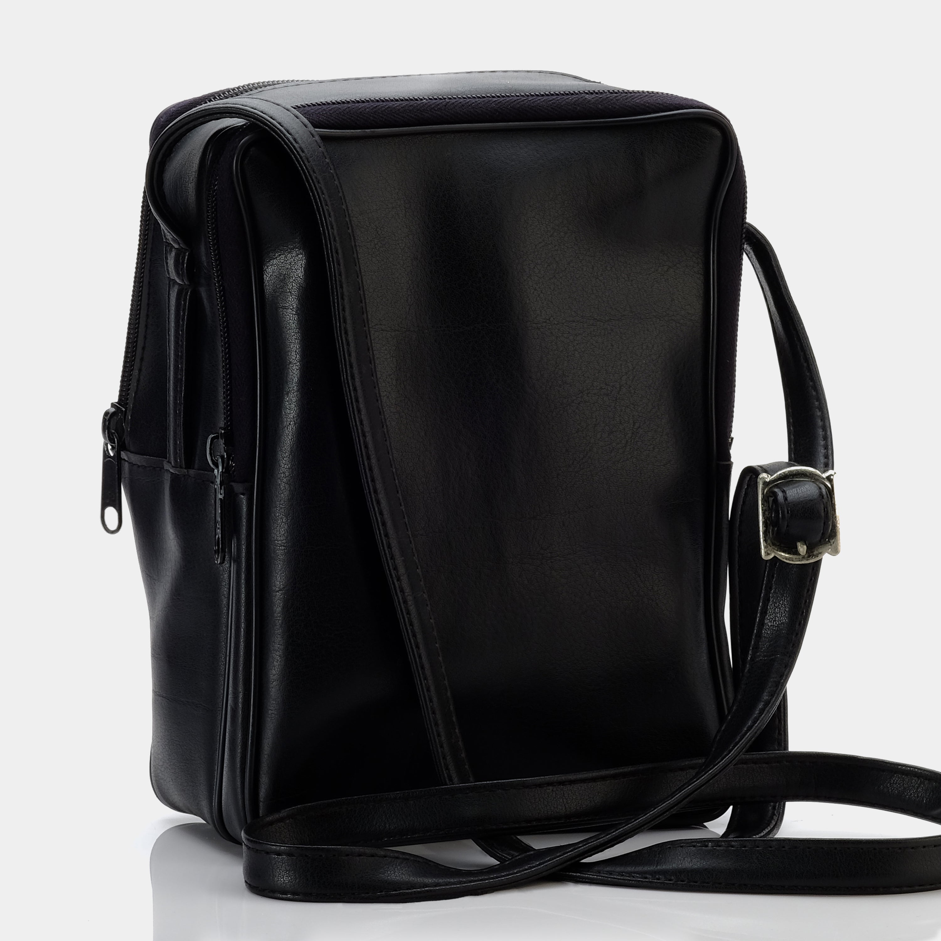 Black Impulse Faux Leather Double Pocket Instant Camera Bag