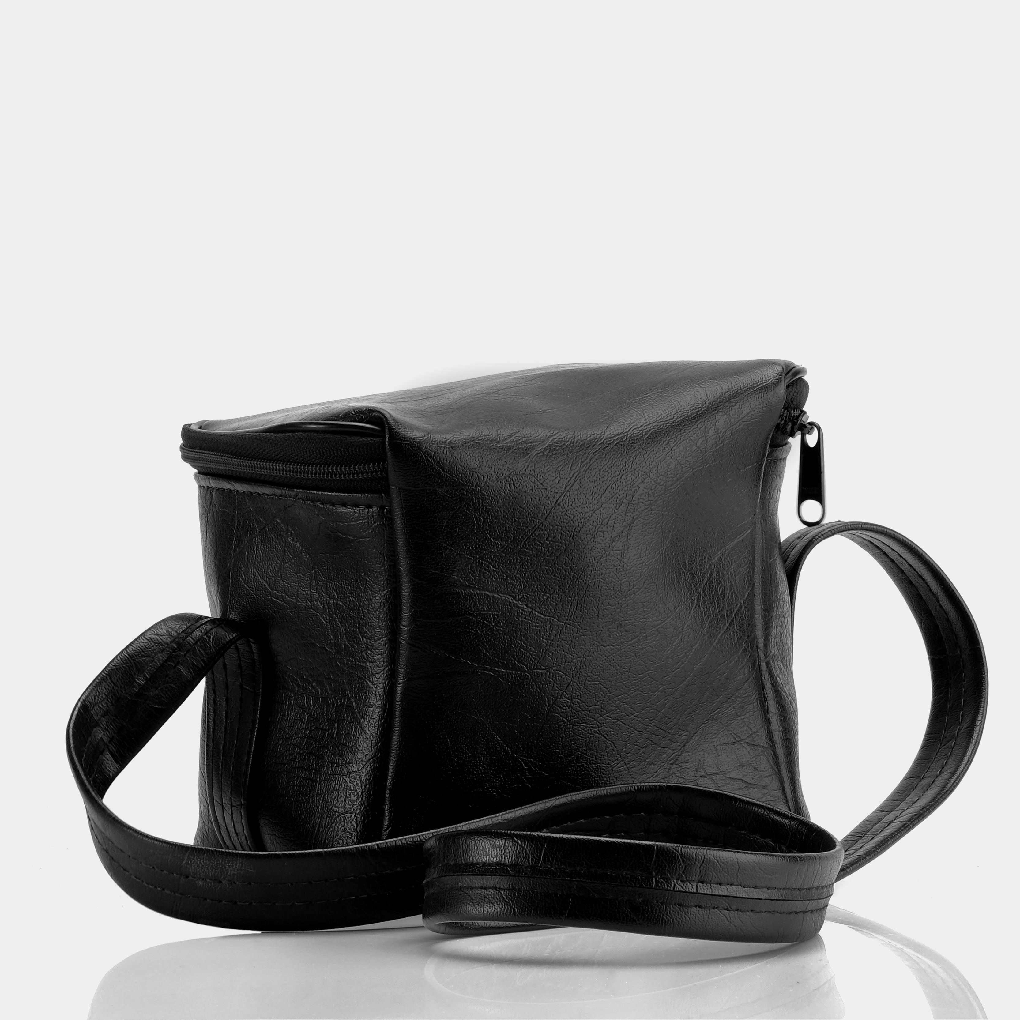 Black Faux Leather Instant Camera Bag