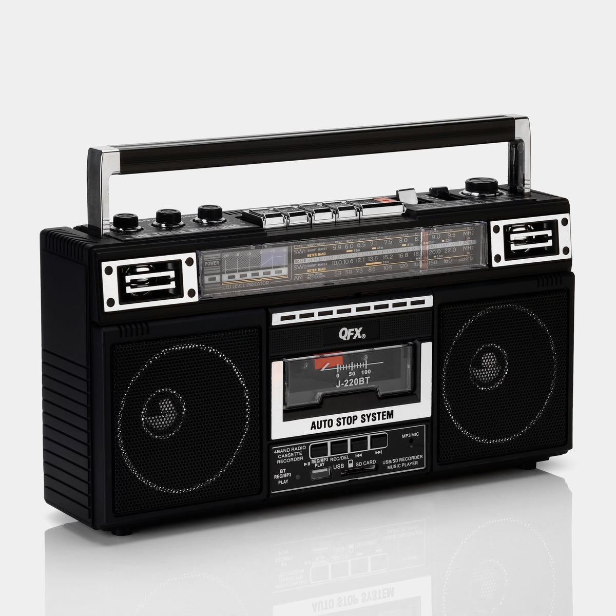 Qfx® J-220bt 9-watt Retro-style Portable Cassette Player Boombox