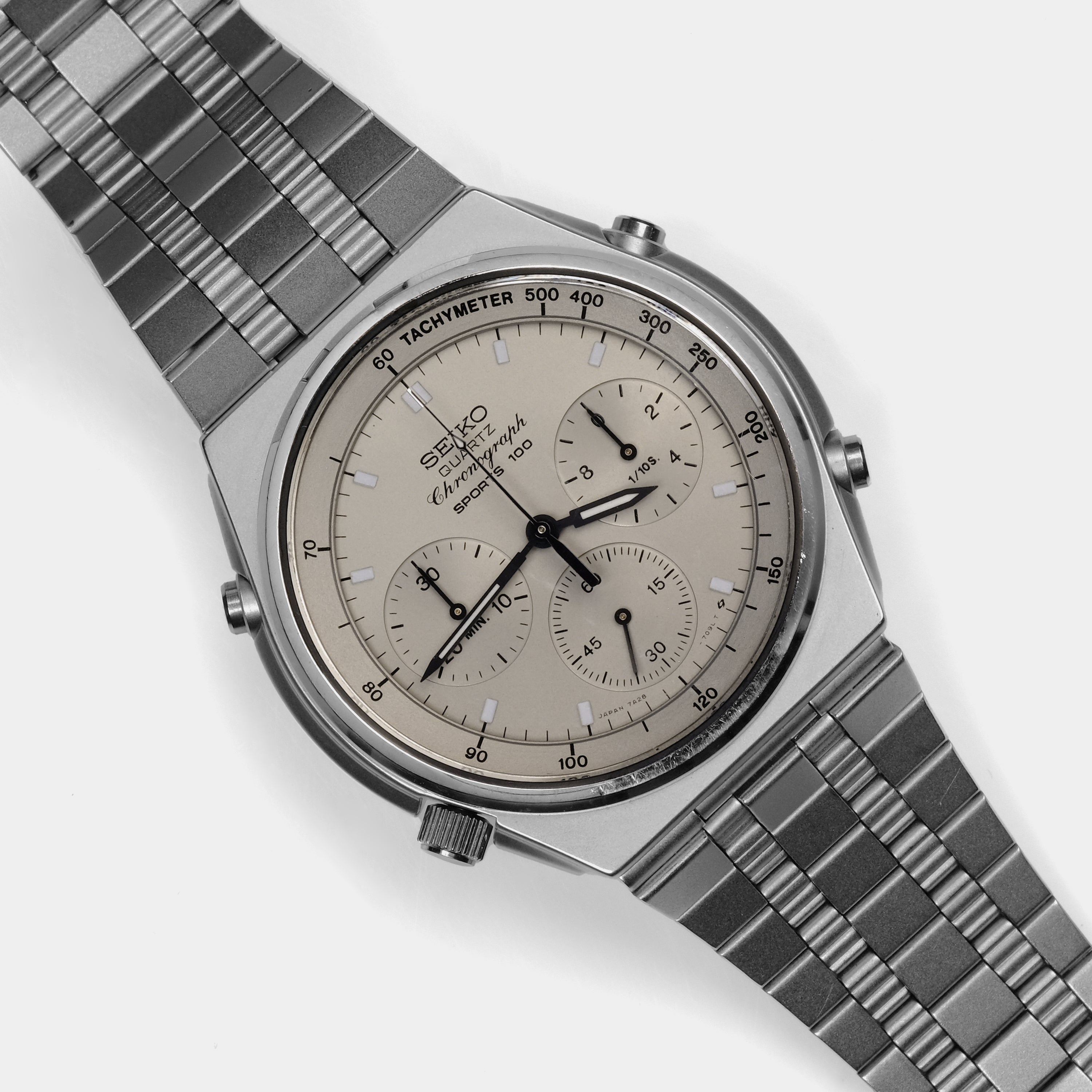 Seiko Quartz 7A28-7079 Split-Seconds Chronograph "Grey Ghost" Circa 1983 Wristwatch