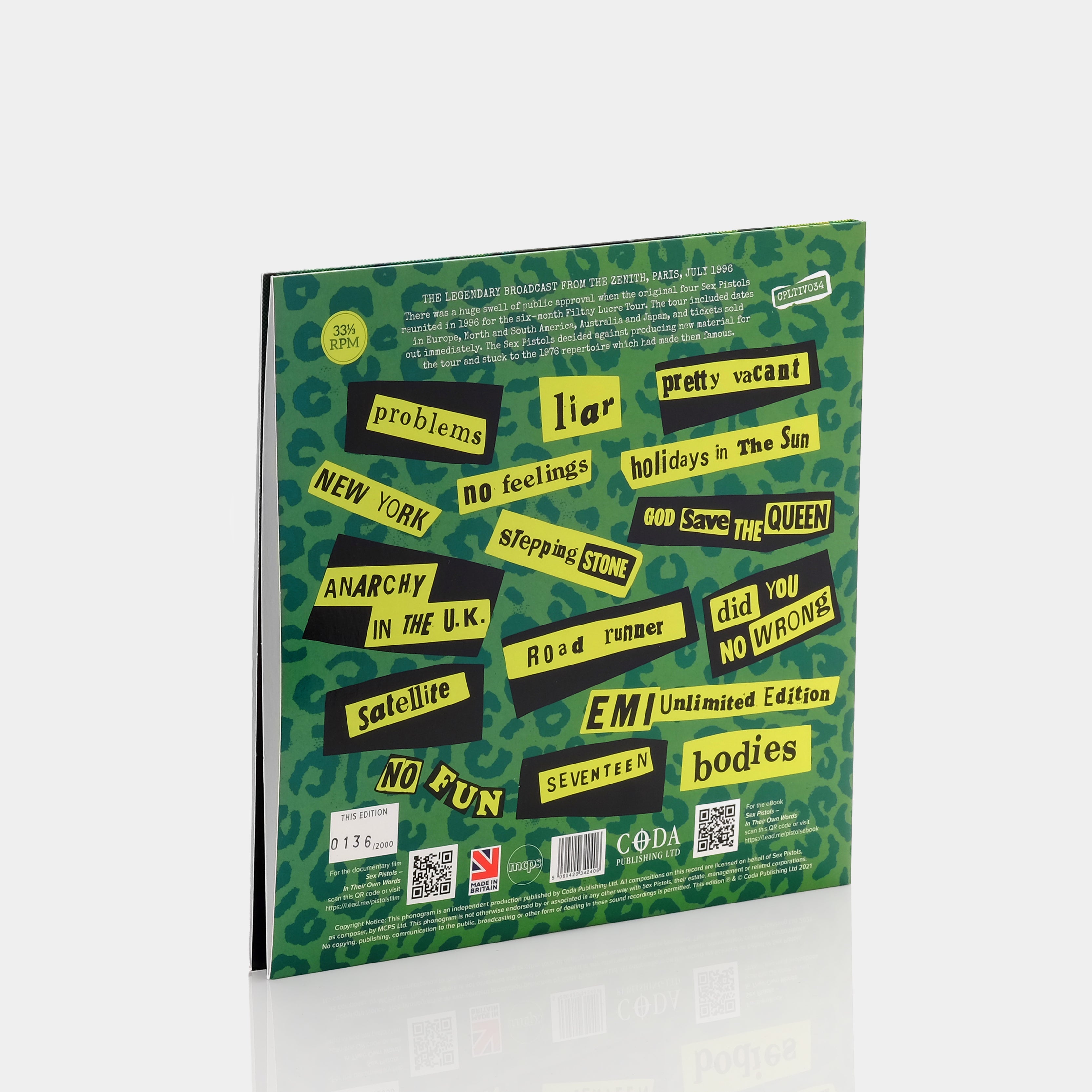Sex Pistols - Same Old Ten Inch Bollocks In Paris 2x10" Dayglo Green Vinyl Record