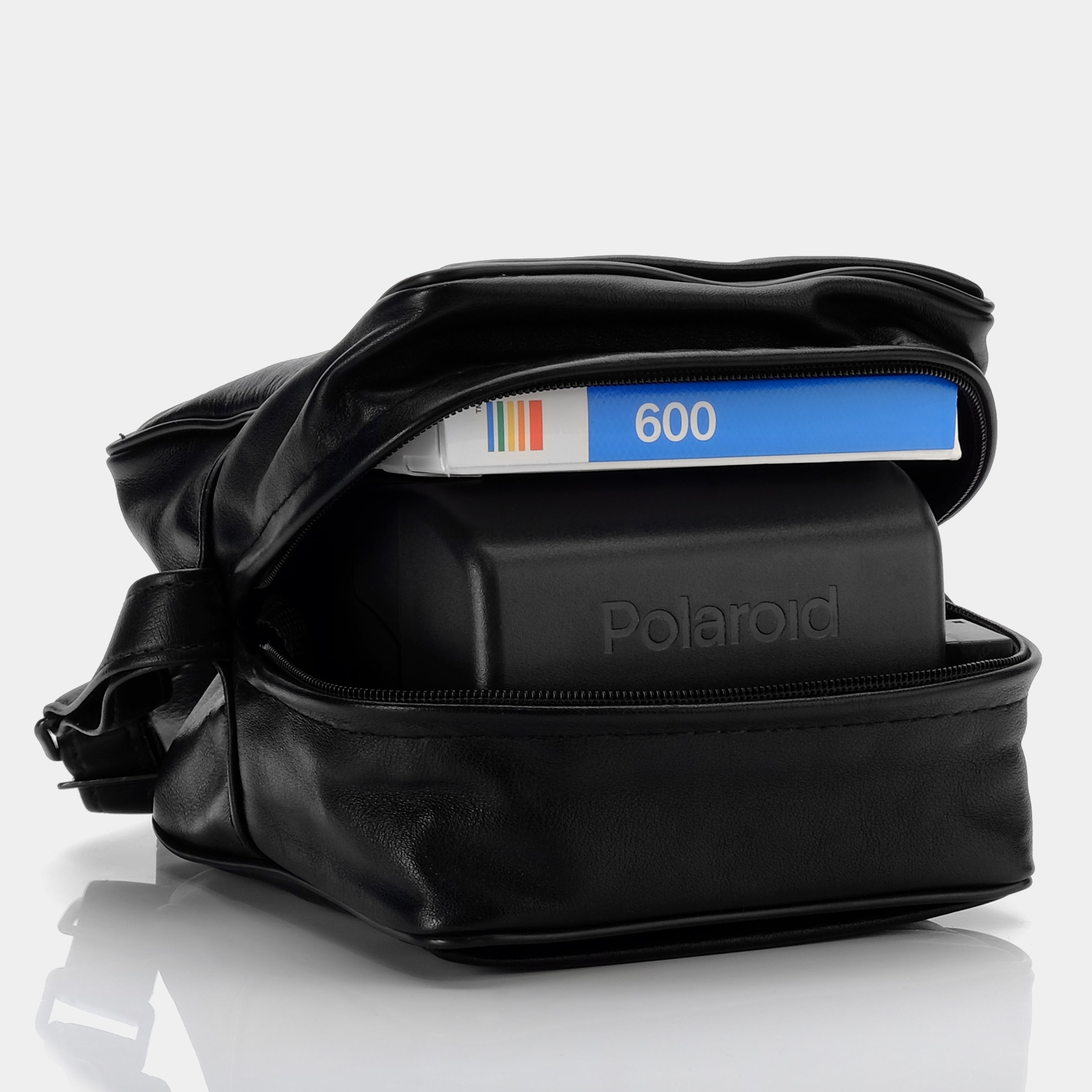 Black Pleather Instant Camera Bag