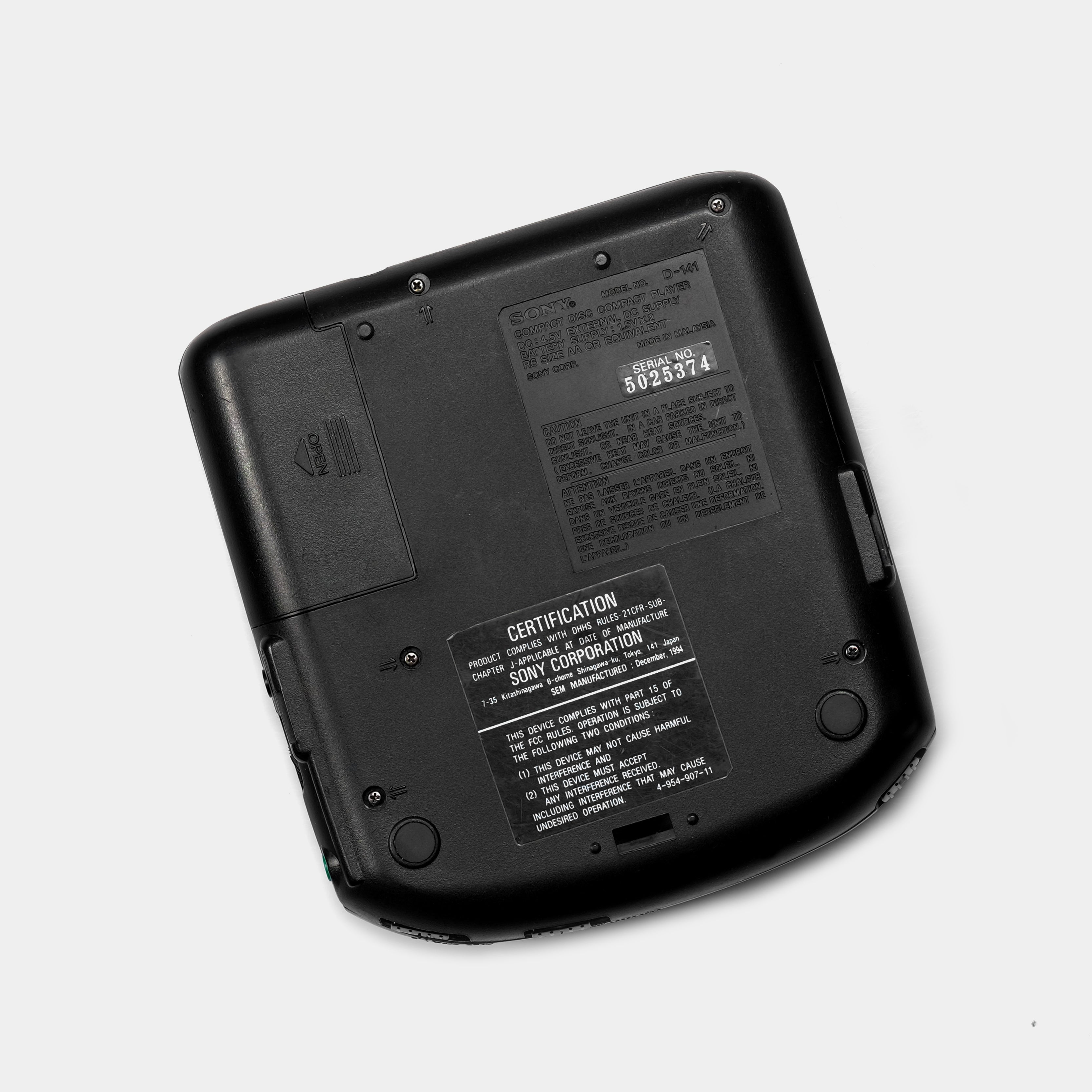 Sony Discman D-141 Portable CD Player