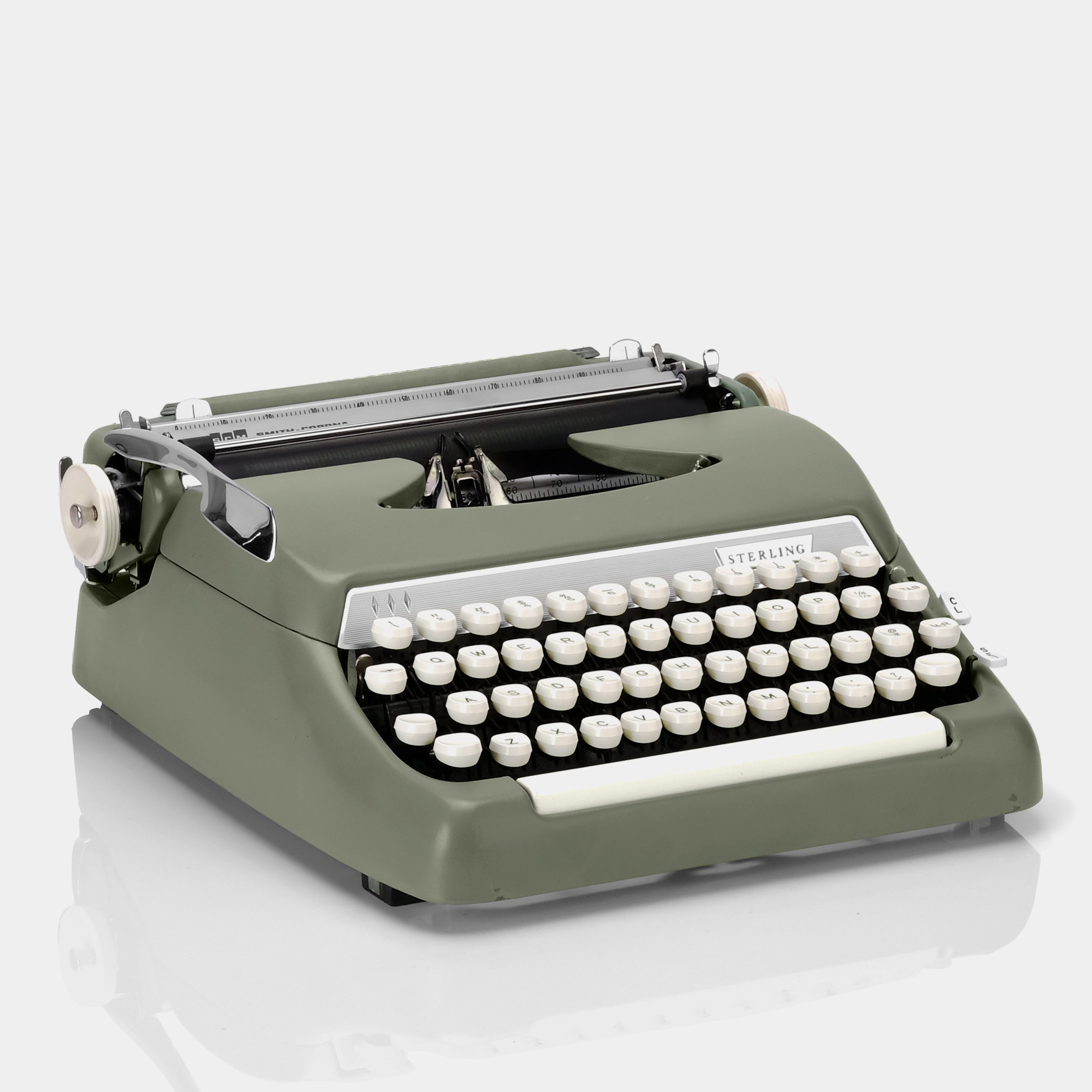 Smith-Corona Sterling Olive Green Manual Typewriter and Case