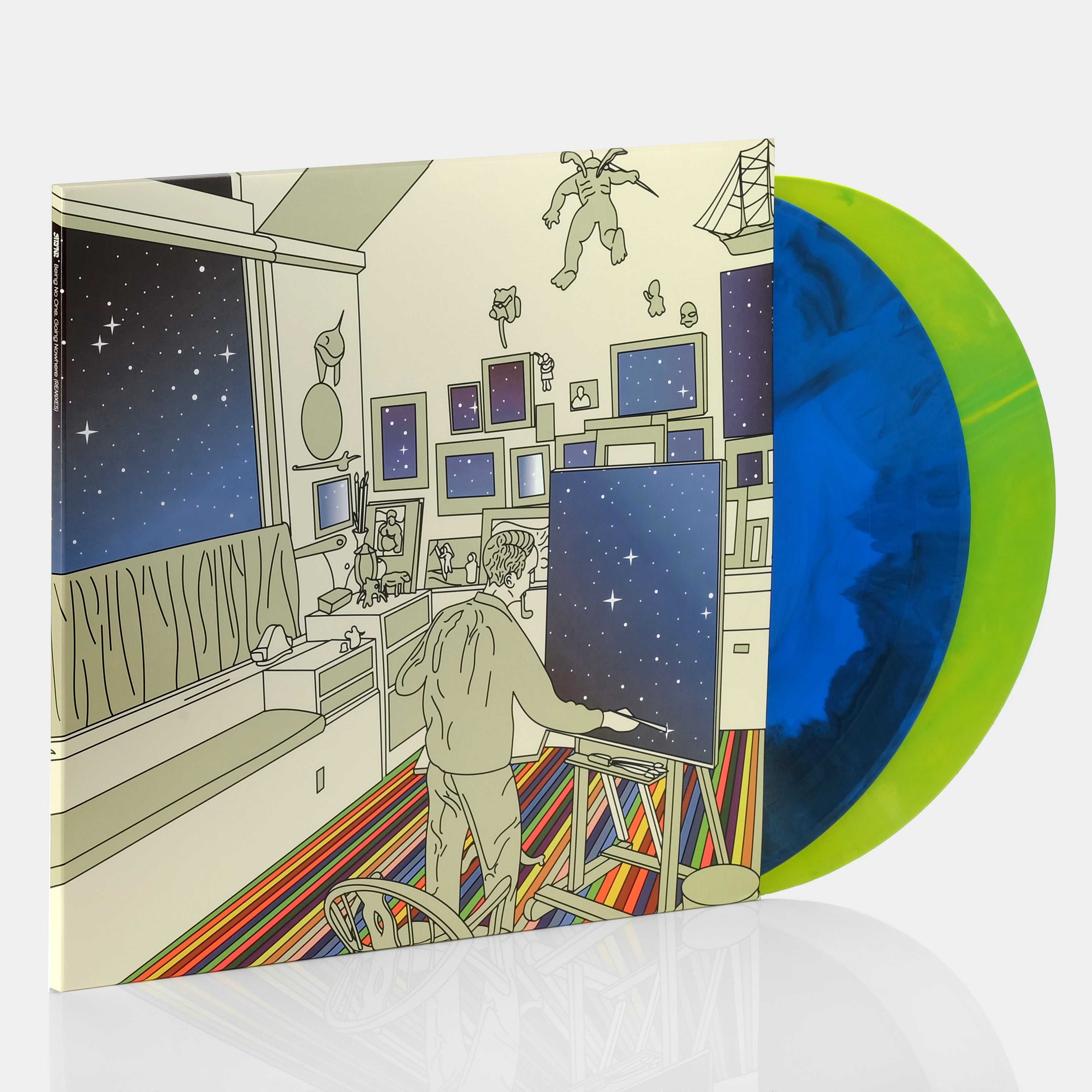 STRFKR - Being No One, Going No Where (Remixes) 2xLP Blue And Green Marble Vinyl Record