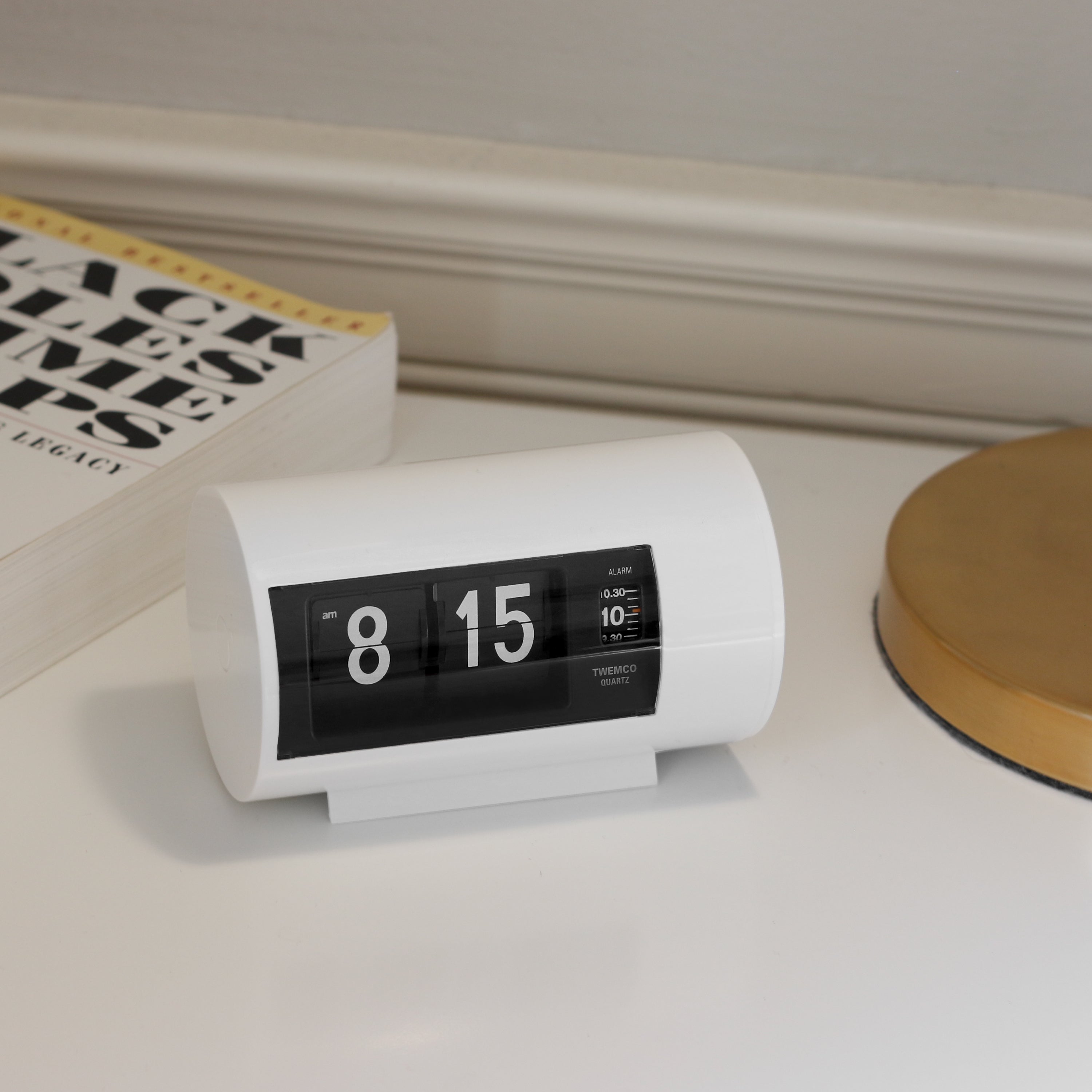 Twemco AP-28 White Analog Flip Clock with Alarm
