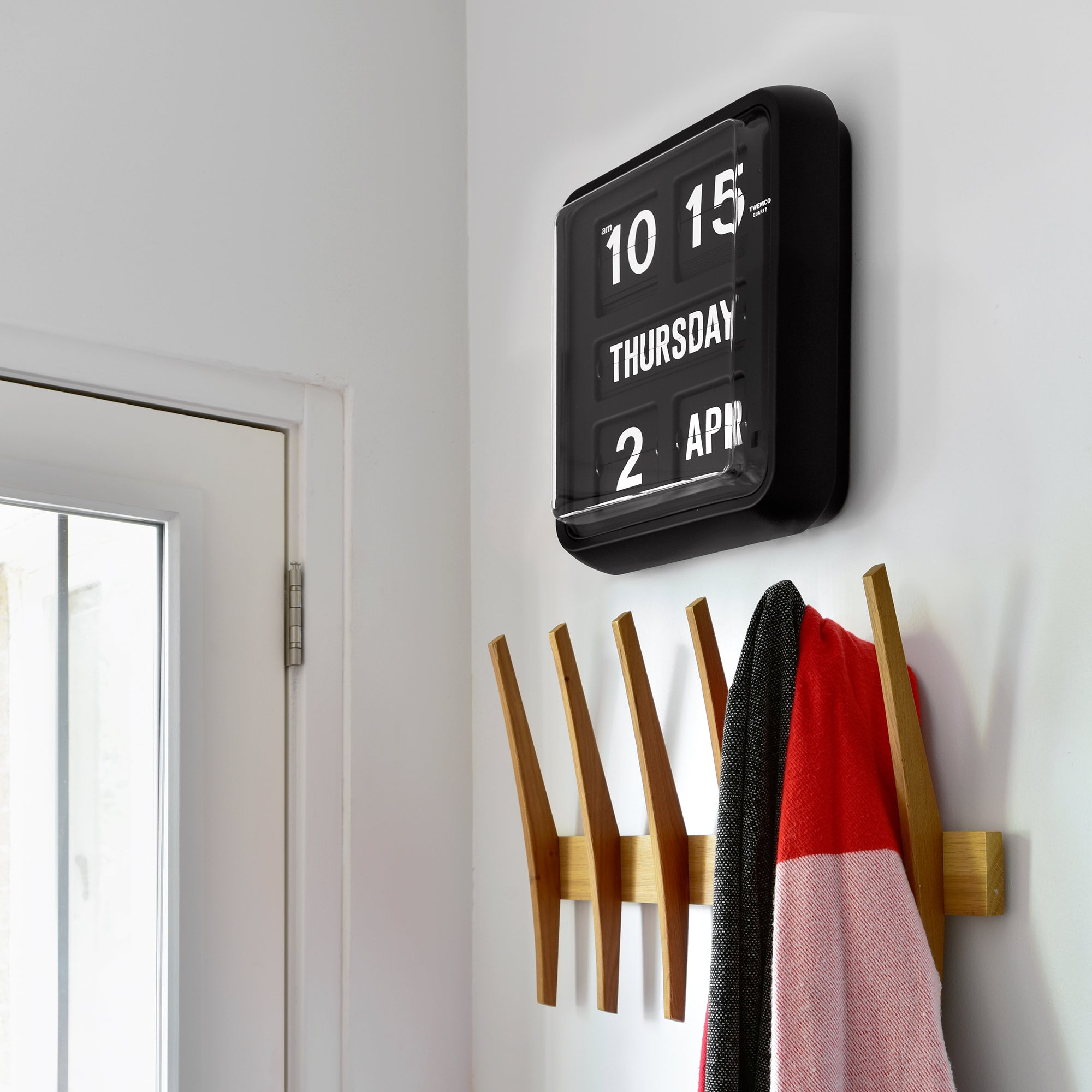 Twemco BQ-170 Black Calendar Flip Wall Clock