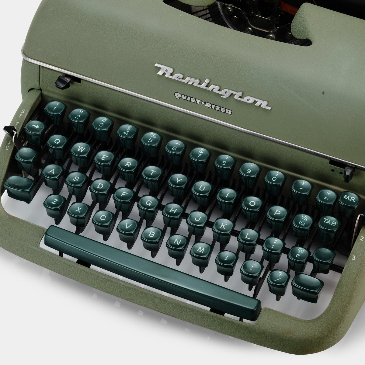 Typewriter Riter For Check Remington Quiet-Riter Green Manual Typewriter and Case
