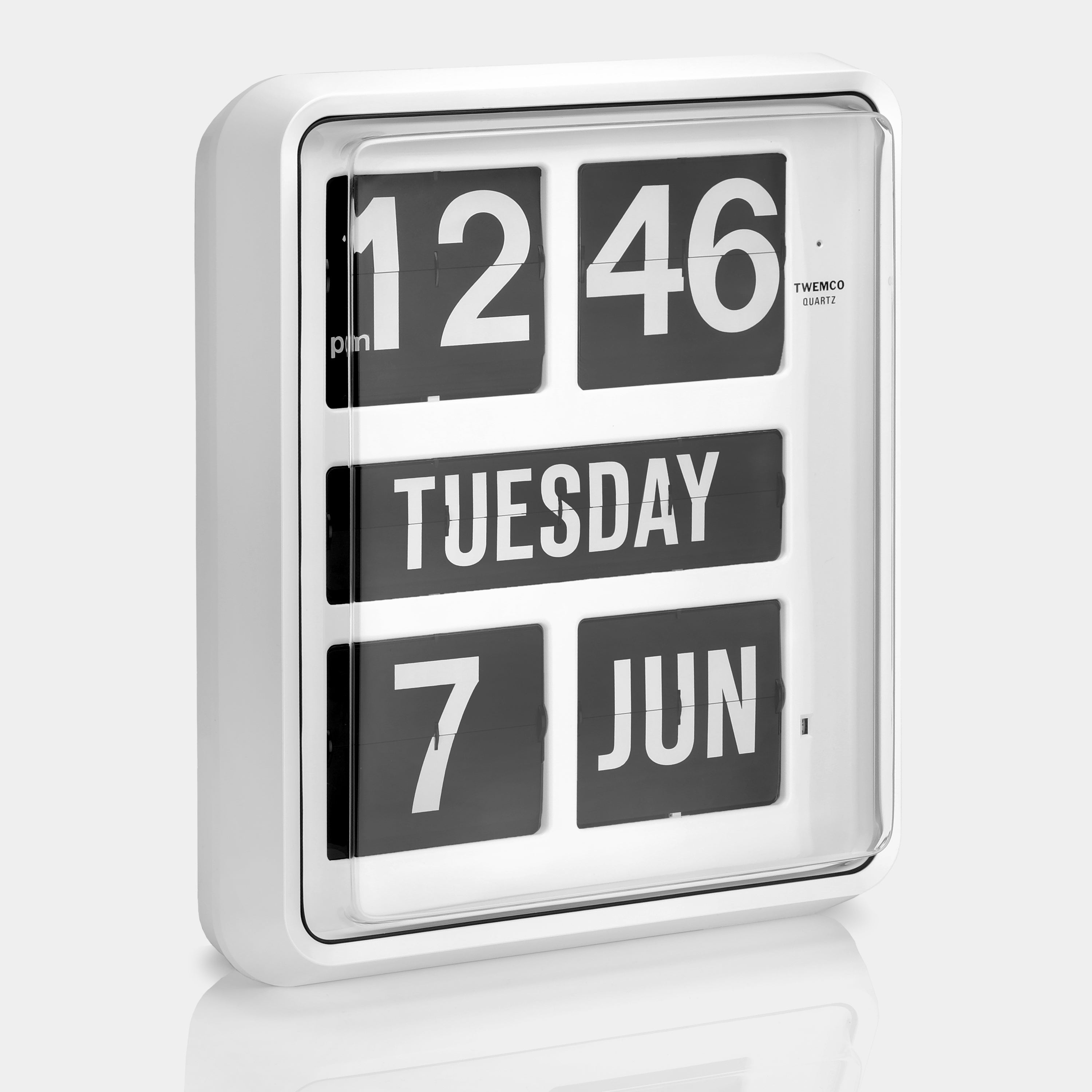 Twemco BQ-1700 White Calendar Flip Wall Clock