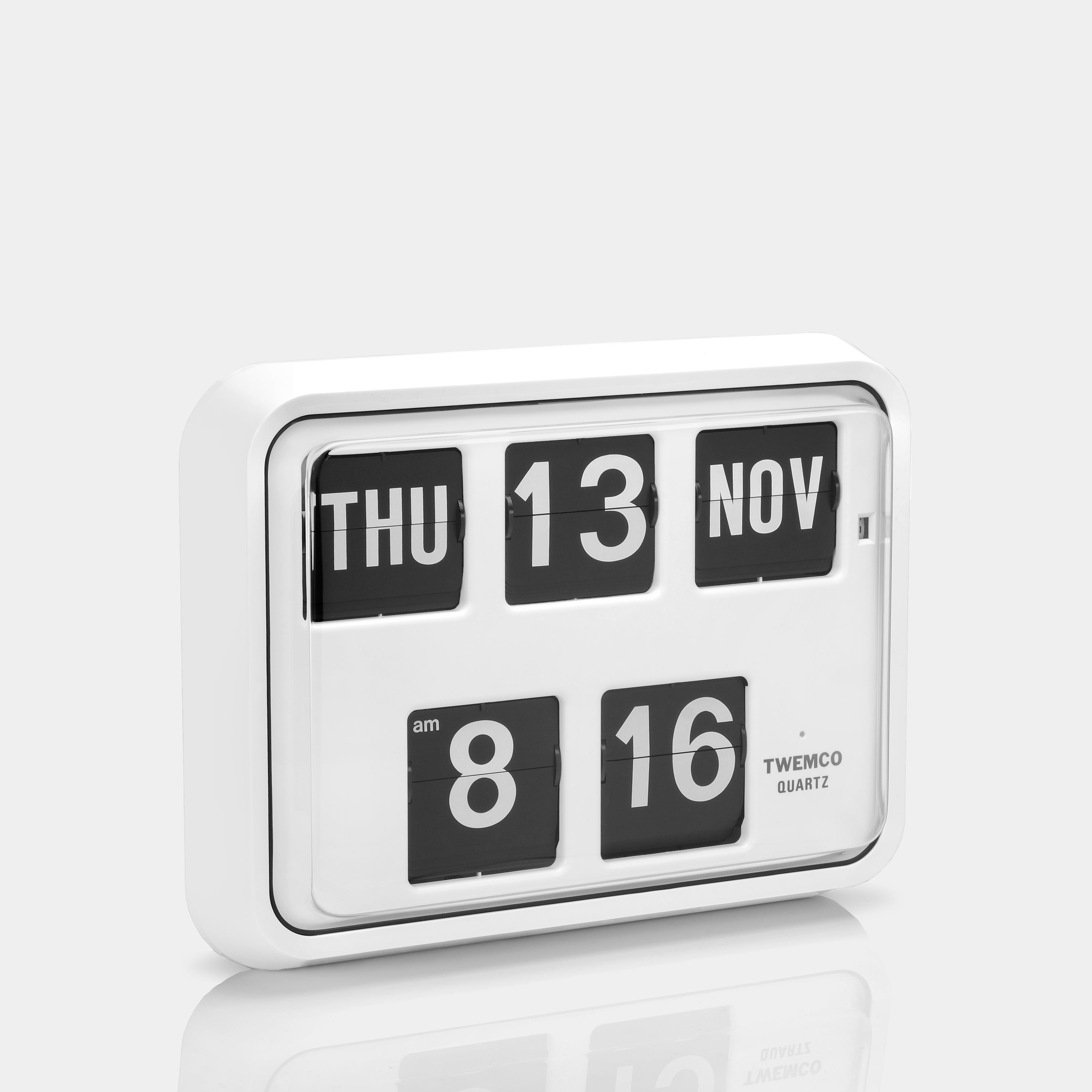 Twemco BQ-17 White Calendar Flip Clock