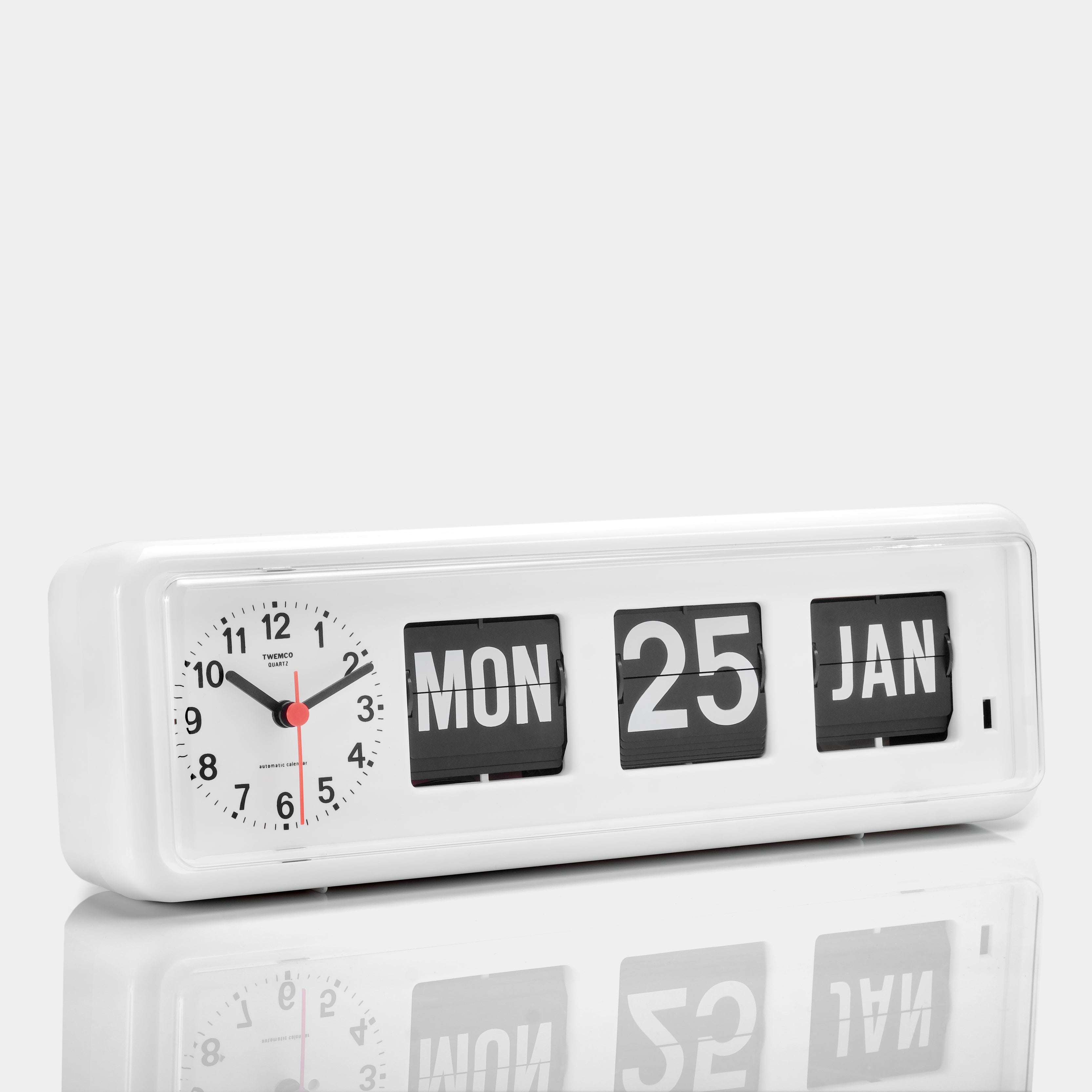 Twemco BQ-38 White Calendar Flip Clock