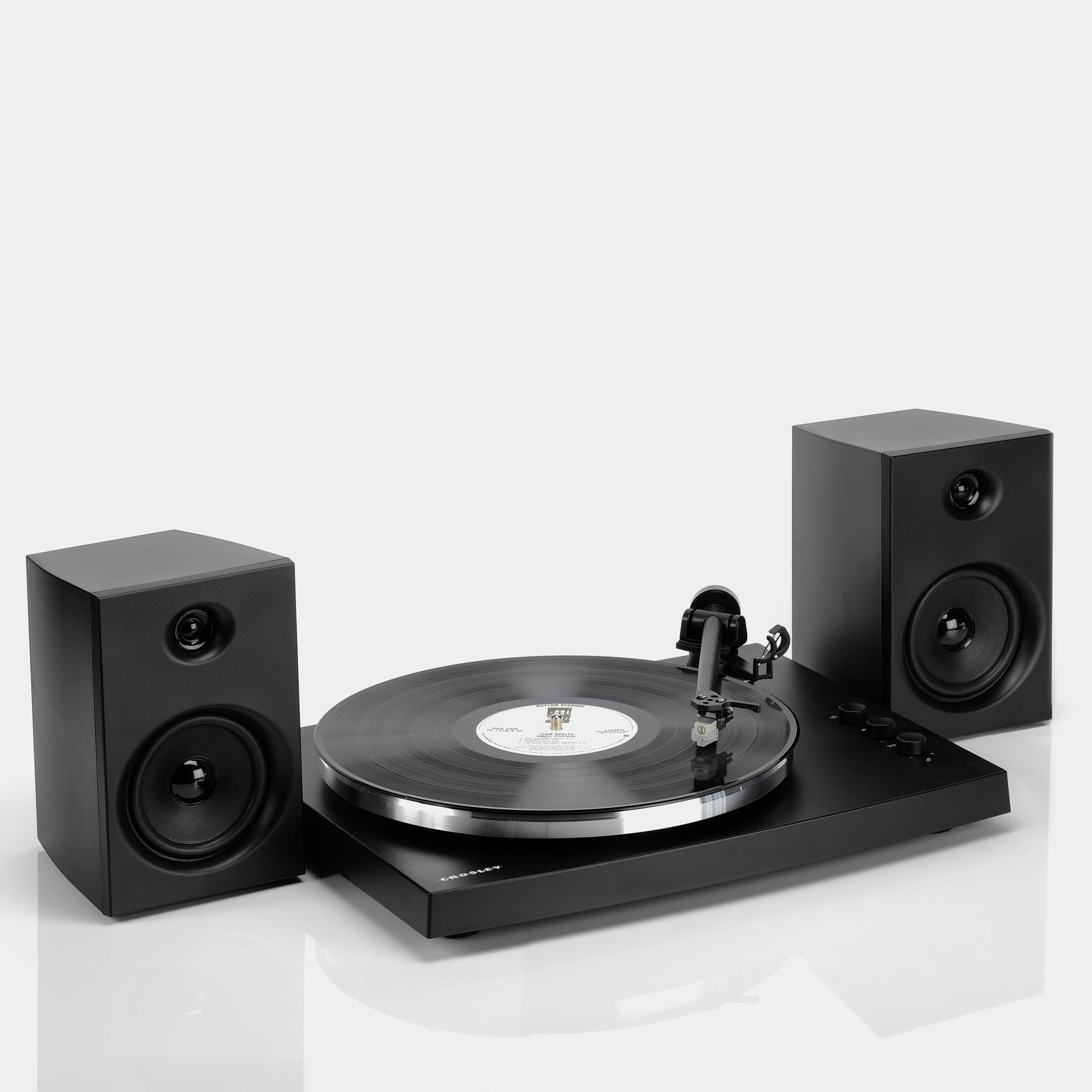 Crosley T150 Black Turntable and Speakers