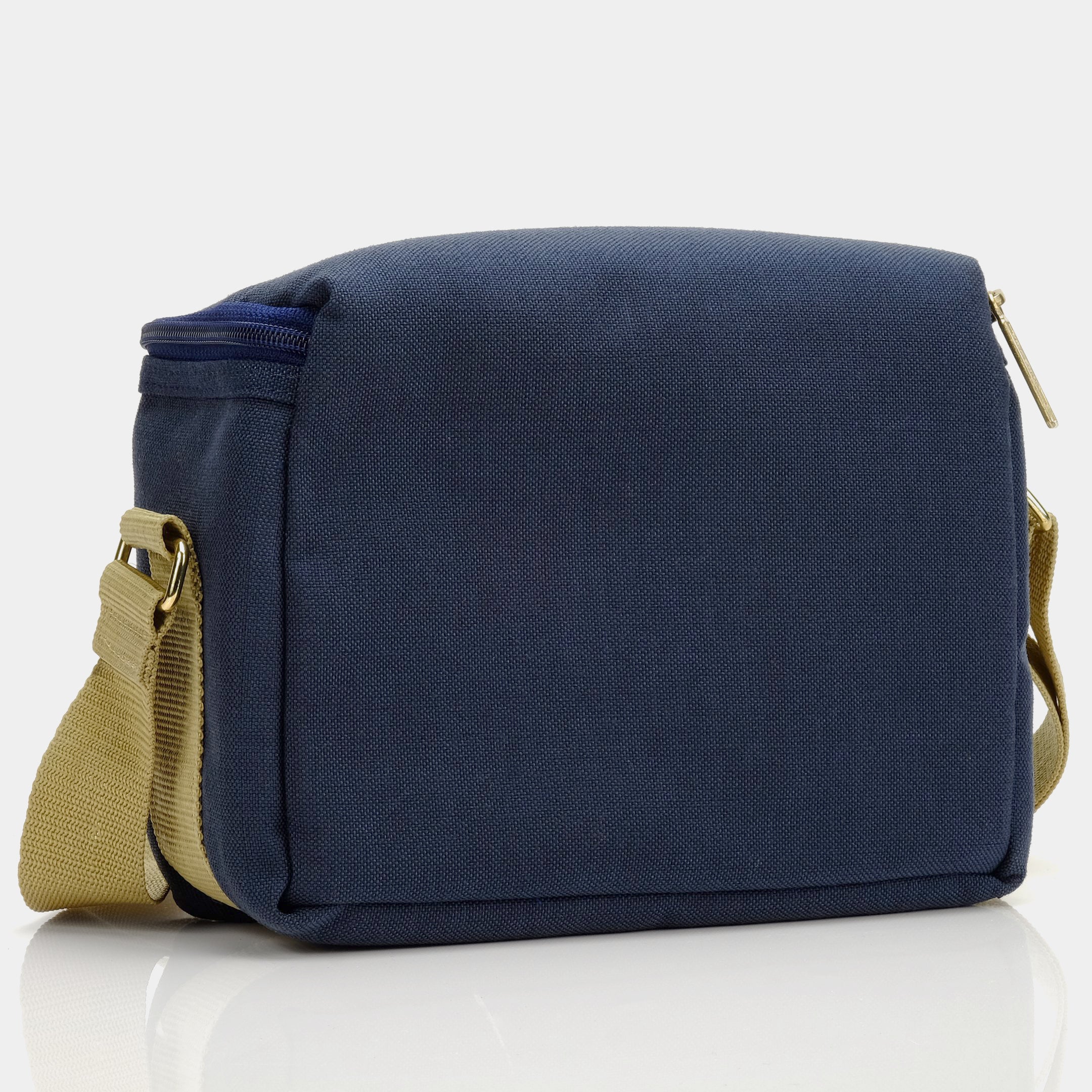 Blue Canvas with Cream Stripes Camera Bag
