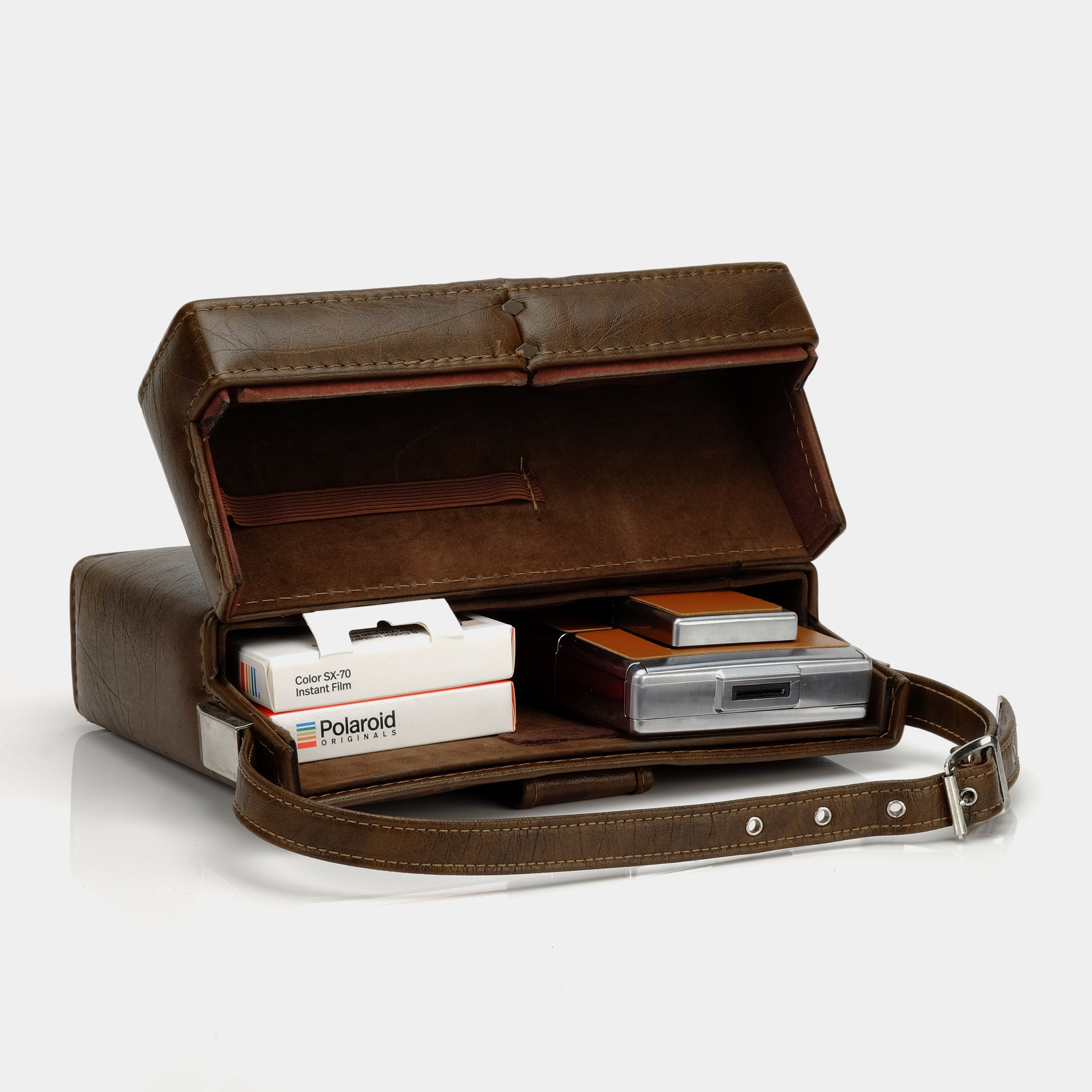 Brown Faux Leather Folding Instant Camera Case