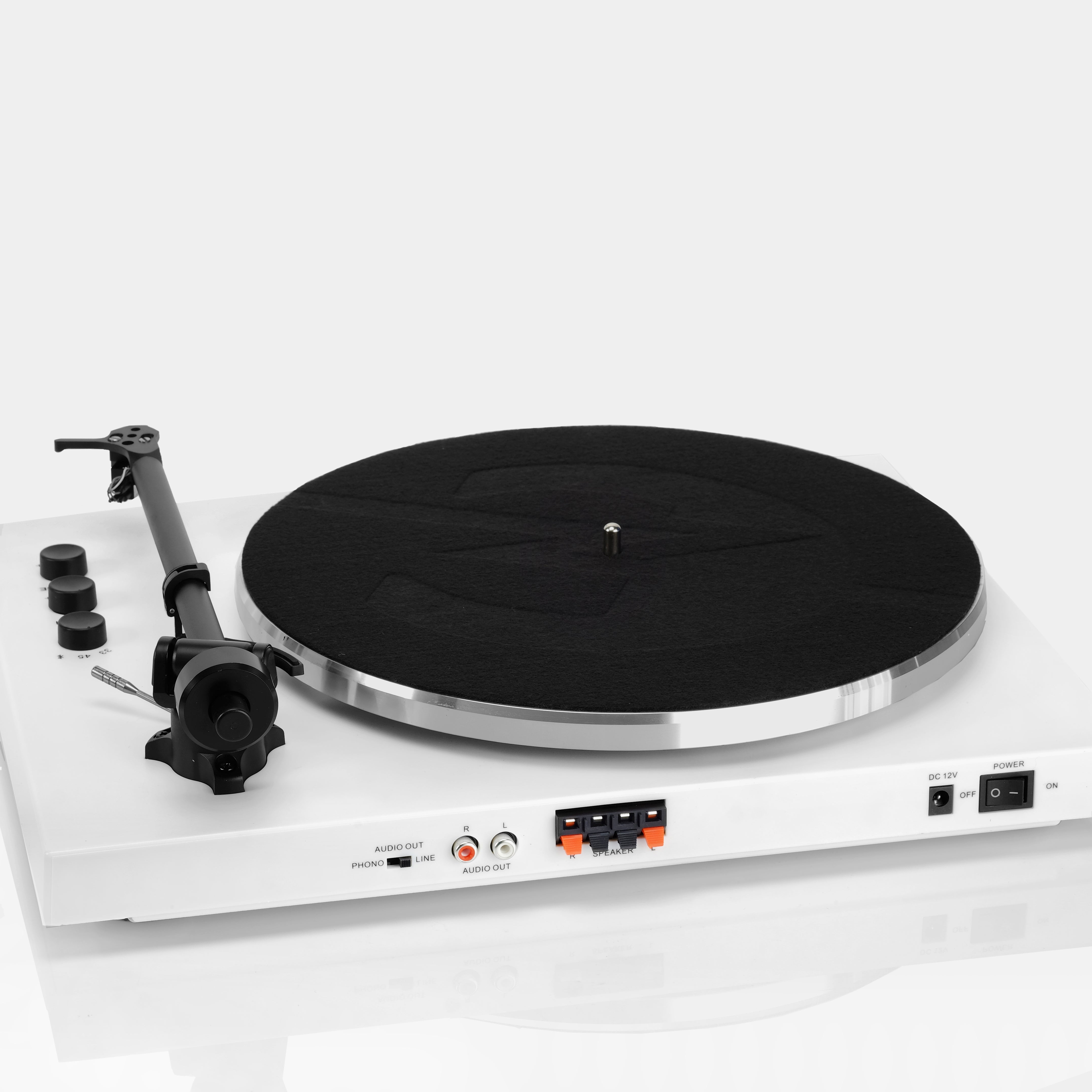 Crosley T150 White Turntable and Speakers